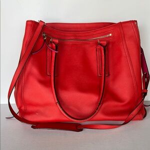 Stella and dot Red Faux Leather Tech Tote Bag